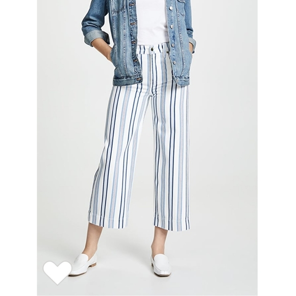 H&M Denim - H&M Ankle Length Twill Pants blue white size 8